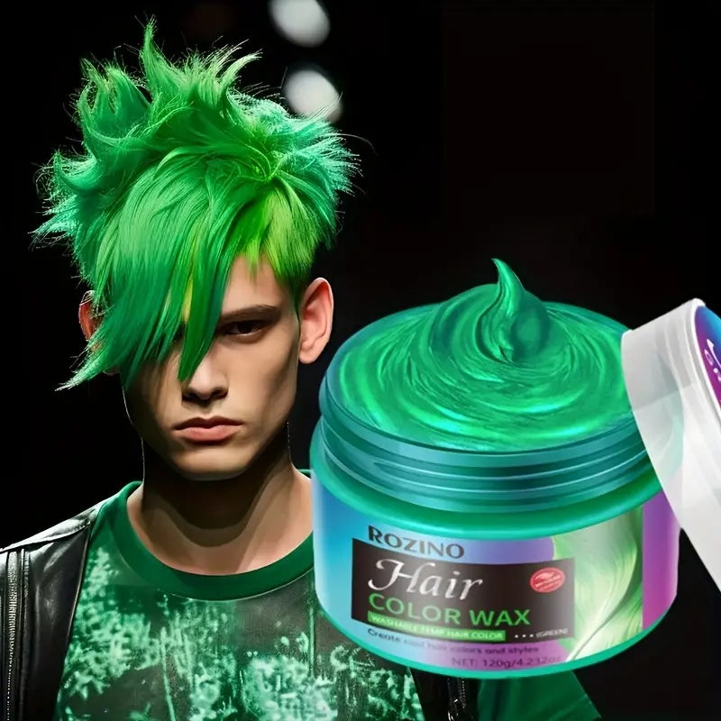 ROZINO Green Hair Coloring Styling Wax for Men - Long Lasting Natural Color Therapy Shampoo & Moisturizing Care for Beard Growth & Haircare