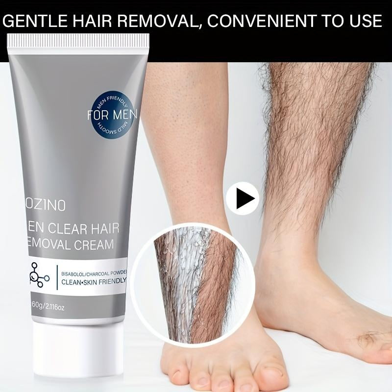 ROZINO Men's Refreshing Hair Removal Cream - Moisturizing & Nourishing Formula for Brighter Smoother Skin - Clean-Skin Friendly Wax Cosmetic