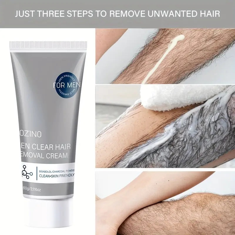 ROZINO Men's Refreshing Hair Removal Cream - Moisturizing & Nourishing Formula for Brighter Smoother Skin - Clean-Skin Friendly Wax Cosmetic