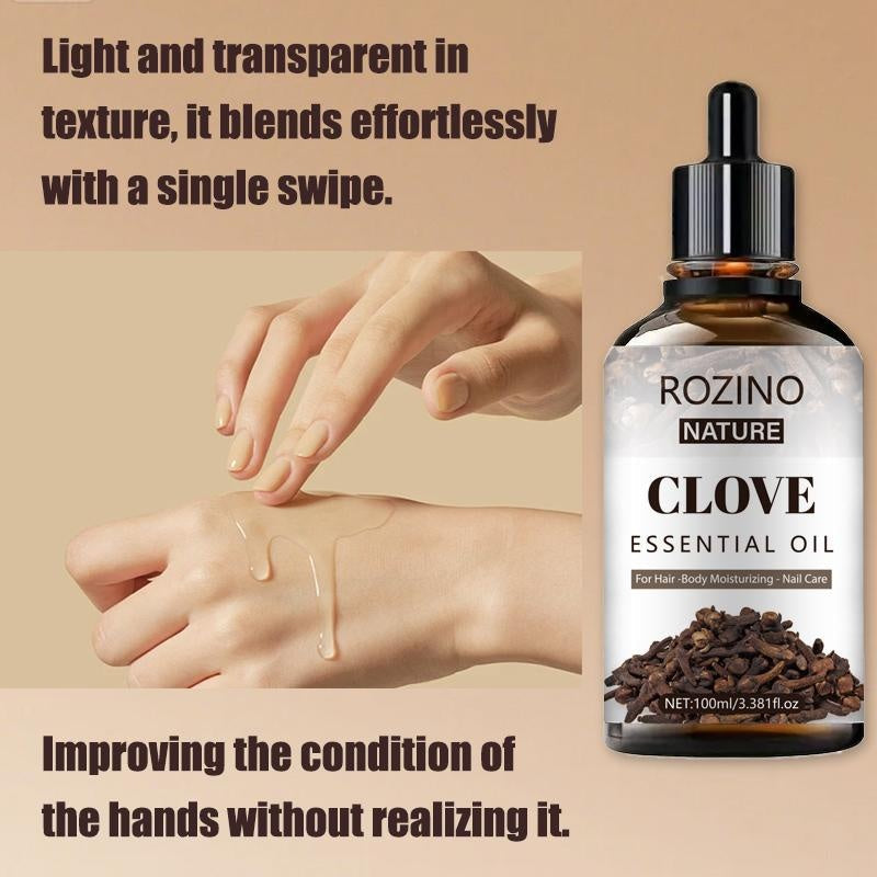ROZINO Nature Clove Essential Oil - Unisex Hair & Body Care - 100ml Natural Aromatherapy Oil for Skin & Hair