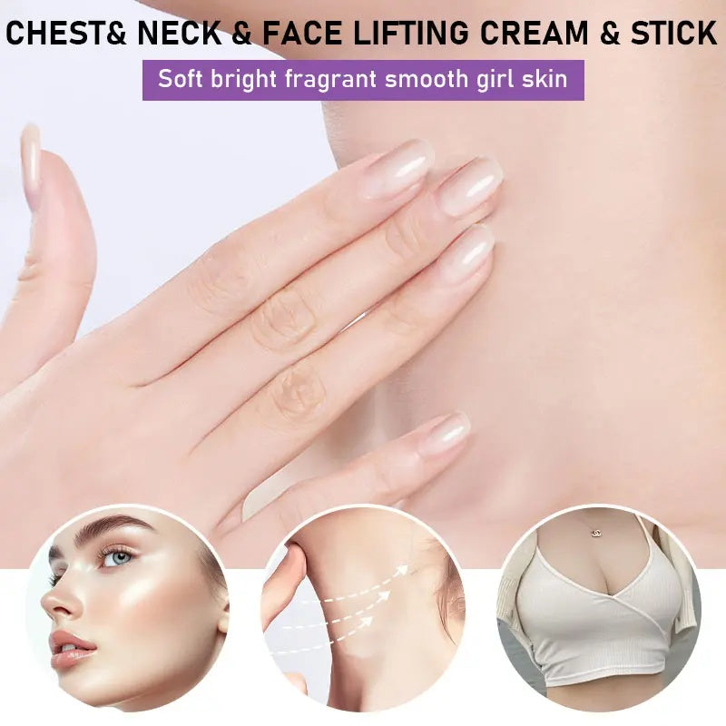 ROZINO Neck Firming Chest & Neck & Face Lifting Cream with Hyaluronic Acid & Grape Seed for All Skin Types - Deep Hydration & Moisturizing Body Care