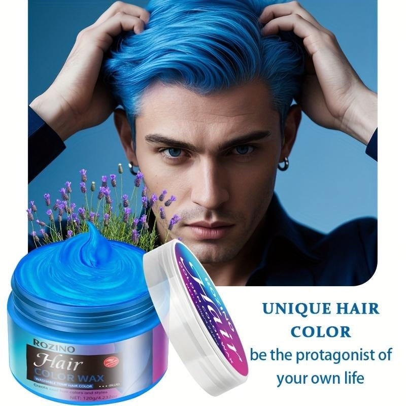 ROZINO One-Touch Blue Hair Wax Easy Color-Changing Define Exclusive Hair Color Haircare Flexible Hair Coloring Option