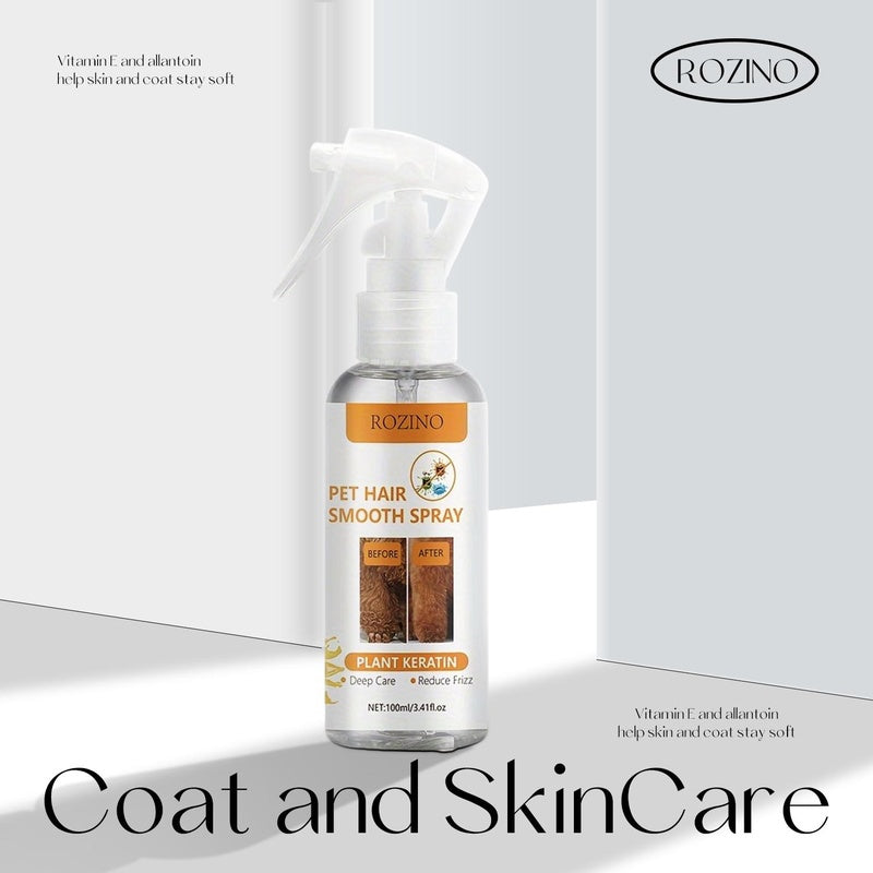 ROZINO Pet Hair Smooth Spray - Plant Keratin - Infused Care for Your Furry Friend