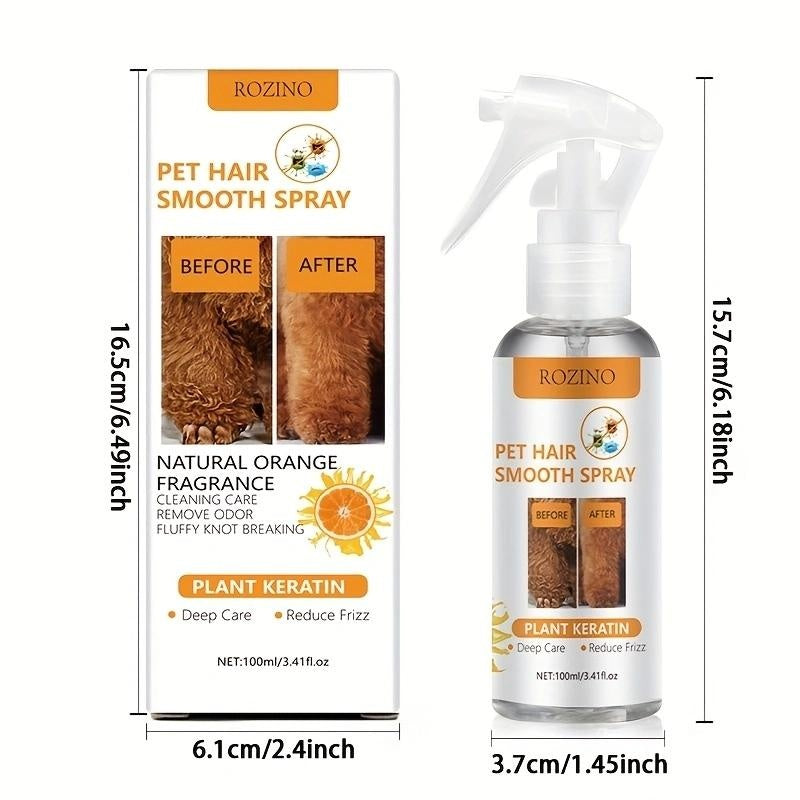ROZINO Pet Hair Smooth Spray - Plant Keratin - Infused Care for Your Furry Friend