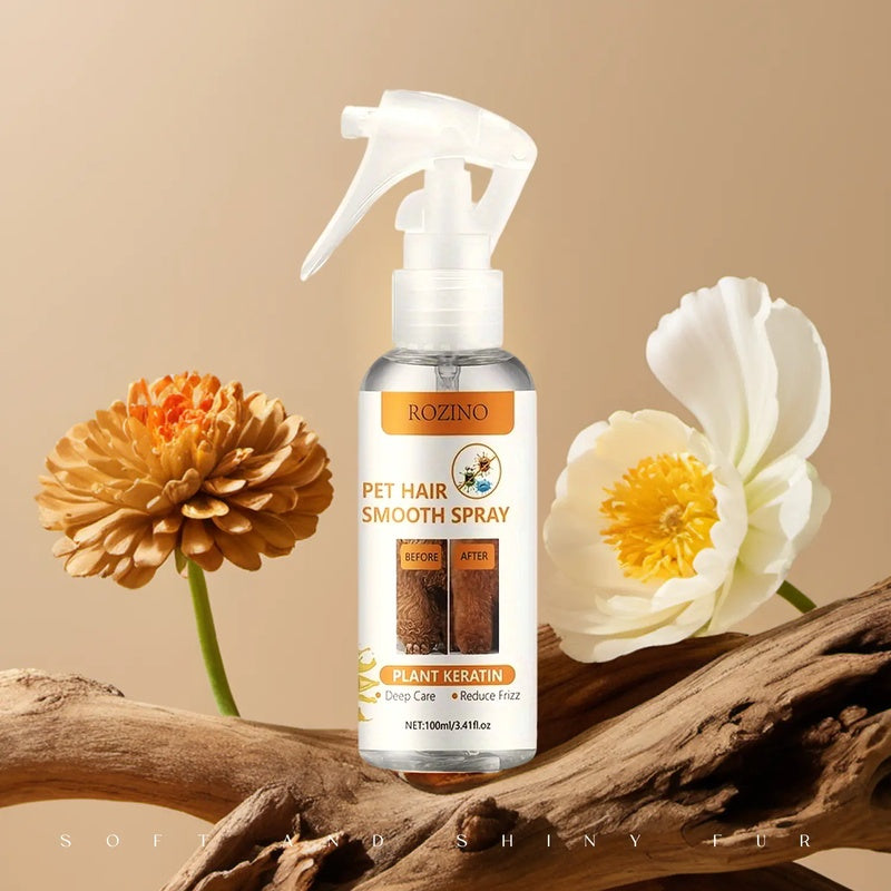 ROZINO Pet Hair Smooth Spray - Plant Keratin - Infused Care for Your Furry Friend