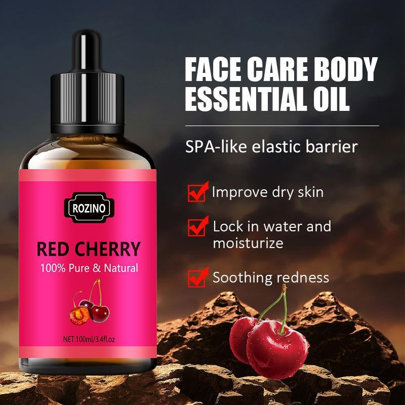 Rozino Red Cherry Essential Oil - Improve Dry Skin, Lock Moisture & Soothe Redness Body Care Soothing dry body oil curly  hair  oil  treatment