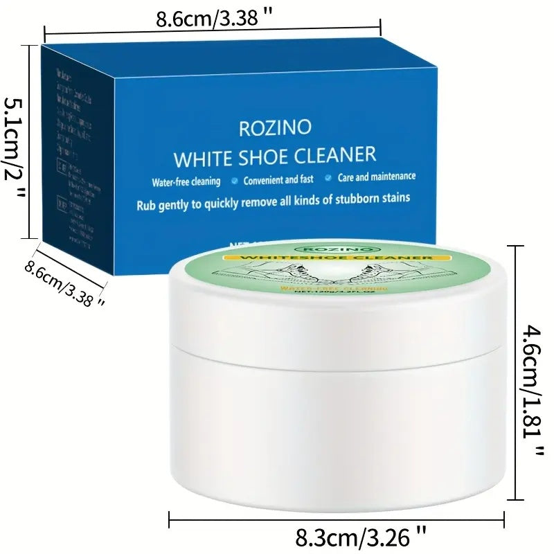 ROZINO White Shoe Cleaner with Surfactant Water-Free for Stain Removal & Brightening Anti-Pollution Dust Prevention 120g/4.2fl.oz