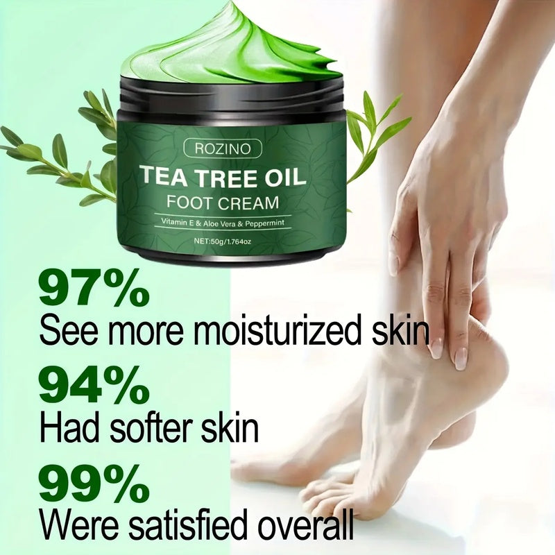 [Two sets]ROZINO Tea Tree Oil Foot Cream, Warming Cream —— Suitable for calluses, dry and cracked feet, hands, heels, elbows, nails and knees —— Softens and moisturizes the skin