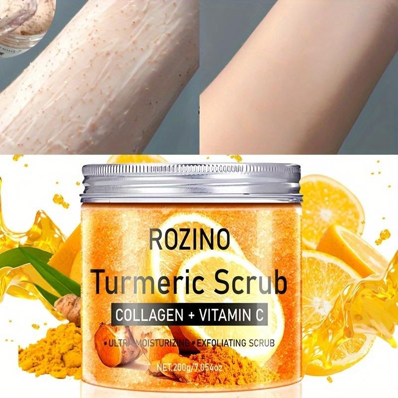 Ultra - Moisturizing & Exfoliating! Rozino Turmeric Scrub, Boosted by Collagen & Vitamin C
