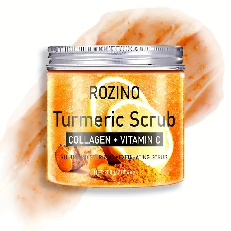 Ultra - Moisturizing & Exfoliating! Rozino Turmeric Scrub, Boosted by Collagen & Vitamin C